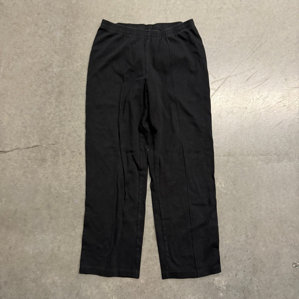 Cathy Daniels Black Elastic Waist Stitched Crease Straight Leg Pants Womens